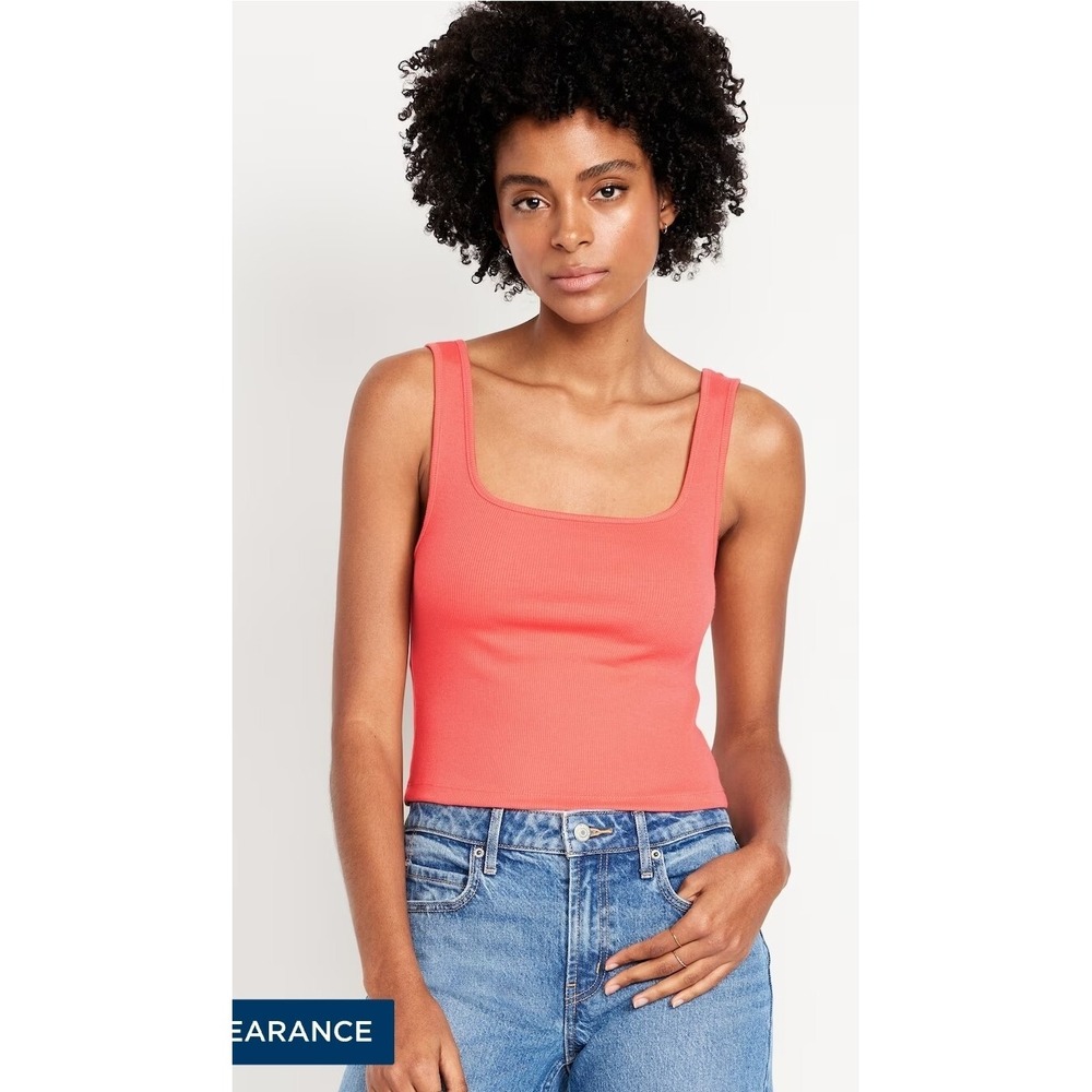 Old Navy Ultra-Crop Rib-Knit Tank TopCoral Tropics Large NWT